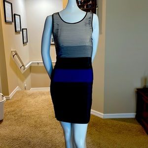 Rag & Bone Dress Silk Embellished stripes in front and knit back size M